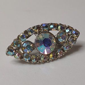 Vintage Little Eye Shaped Rhinestone Brooch